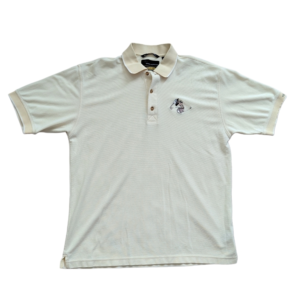 Disney Greg Norman Light Yellow Vintage 90s Mickey Golfer Polo Size Medium